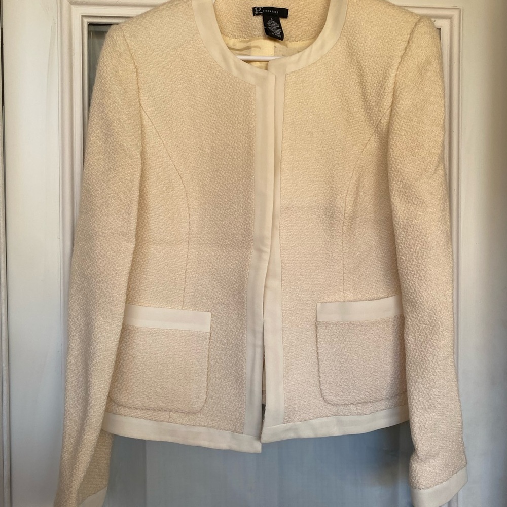 Signature Cream Pencil Skirt Set with Tie Front and Ruffled Hem for Work
